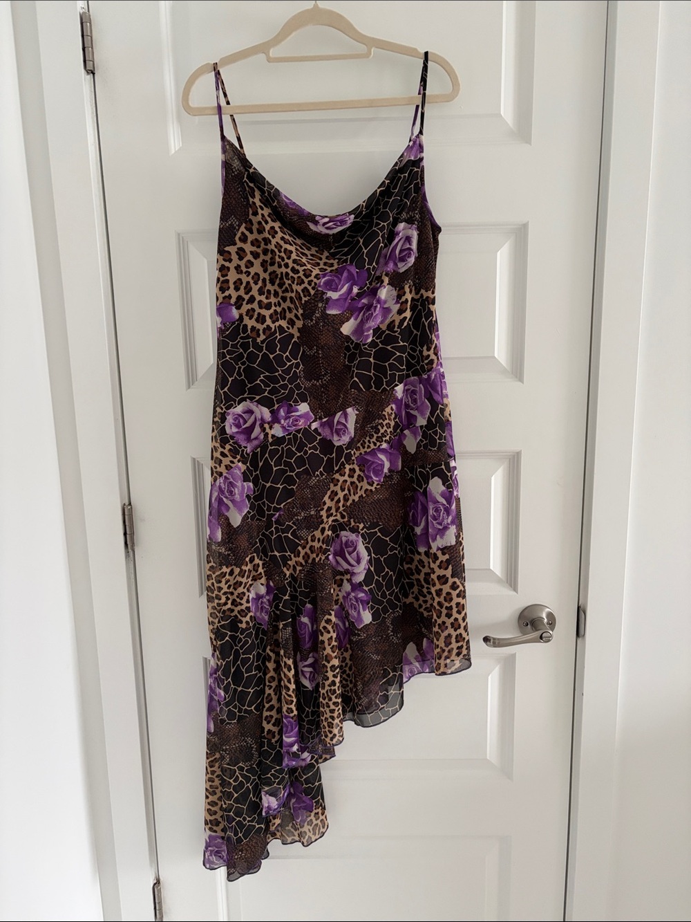 Morgan de Toi Animal and Floral Print Asymmetric Dress